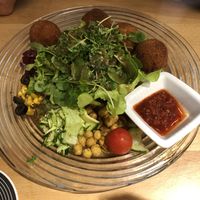 We had a salad with homemade falafel balls. It was very delicious. We asked for a vegan dressing, which was no problem. The service was friendly and attentive.  at Eisenbeiz in Frauenfeld