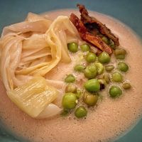 So delicious. Confit leek, local peas, rhubarb turkey - I forget what the sauce was   at Alice in Ottawa