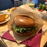 Rohe burger with pineapple. Quite good!  at Rohe in Tallinn