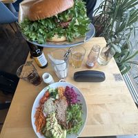Loads of greens in the burger   at Rohe in Tallinn