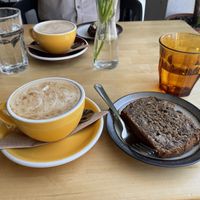 Cappu with banana cake  at Rohe in Tallinn