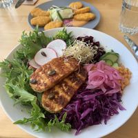 Bowl with Tempeh and buckwheat seeds as base.  at Rohe in Tallinn