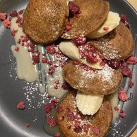 pancakes with coconut condensed milk and fruit  at Rohe in Tallinn