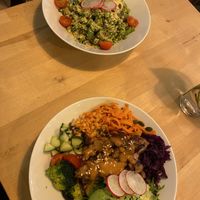 teriyaki bowl and pesto pasta  at Rohe in Tallinn