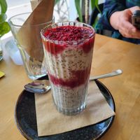 Overnight oats with chia seeds and berries at Rohe in Tallinn