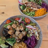 Chic'n salad and tofu salad at Rohe in Tallinn