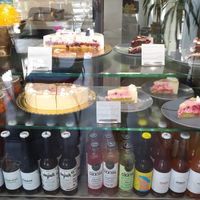 Cake stand and cold drinks selection  at Rohe in Tallinn
