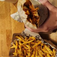 Vegan burrito with tofu. Also fries. at Burrito Loco in Letterkenny