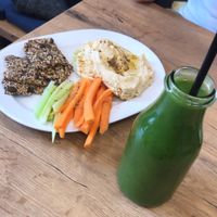 Exotic green smoothie and hummus starter  at Mihiderka - Dielta in Krakow