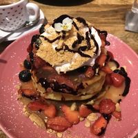 Vegan blueberry lemon pancakes  at Cremat 11 in Barcelona