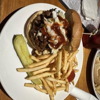 Vegan burger with Jack fruit and coleslaw   at Three Dollar Deweys in Portland