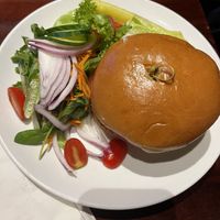 Vegan burger  at Three Dollar Deweys in Portland