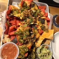 Vegan Nachos w/ Jackfruit Pulled Pork & Gauc at Three Dollar Deweys in Portland