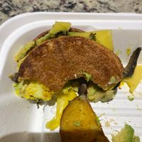 Disgusting stale hard bread paid $15 for avocado and mushrooms on a sandwich  at Holi Vegan Kitchen in Miami
