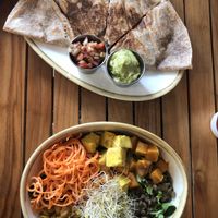 Quesadilla Tempeh / Lentil Bowl at Holi Vegan Kitchen in Miami