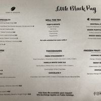 Drinks Menu at Little Black Pug in Mount Gravatt
