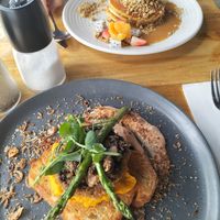 Panko mushroom and the pancakes at Little Black Pug in Mount Gravatt