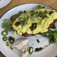 Scrambled tofu with chimmichurri  at Little Black Pug in Mount Gravatt
