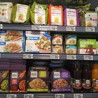 a large vegan choice at Carrefour City in Levallois-perret