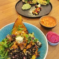 Lunch with side of beans at Little Dancer in Linz