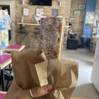 Eating the cherry pie at my hostel  at Mamma Mia in Kotor