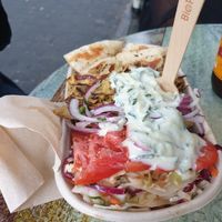 Open plate "lamb" yiros at Staazi & Co in Adelaide