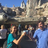 Some refreshing blue milk before our test flight at Disneyland - Milk Stand in Anaheim