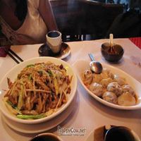 Thai noodles in XO sauce and Dumplings. Very tasty!! at One Vegetarian Restaurant in Kowloon