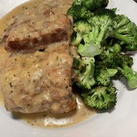 Chicken Fried Steak with broccoli and GARLIC mashed potatoes   at Vertical Diner and The Gold Room in Portland