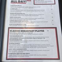 Menu breakfastt  at Vertical Diner and The Gold Room in Portland