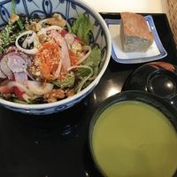 Salad and soup set! Broccoli soup was really delicious!  at Cafe 369 in Chiba