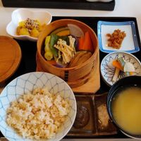 Steamed vegetables set menu at Cafe 369 in Chiba