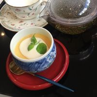Pumpkin pudding and tea  at Cafe 369 in Chiba