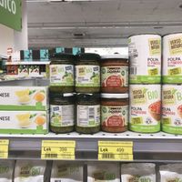 Some organic items and a rather expensive seitan sauce at Conad in Tirana