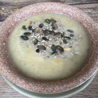Celery cream soup with sunflower and pumpkin seeds   at Pijalnia Ziół in Warsaw
