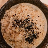 The bowl of brown rice came as a side to the gluten cutlets meal. at Gen Mi An - Imabashi in Osaka