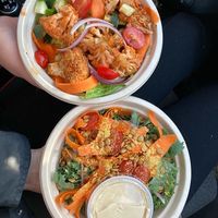 the buffalo cauliflower ranch salad and caesar salad 🥗   at Live Cafe in Kennebunk