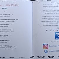 Menu at La Terrazza di Venere in Capri