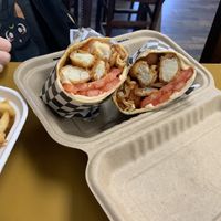 Buffalo Cauliflower Wrap with no cheese  at The Veggie Side in Hauppauge