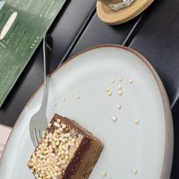Raw chocolate-caramel-cake at LUUC Café in Saarbrucken