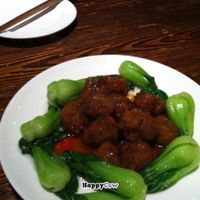 Vegan 'meat' balls and bok choi at Ji Xiang Cao - Lucky Zen & Veg Restaurant in Shanghai