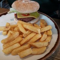 Veggie burger with violife slice at Farmhouse Inns - Linwood Farm in Paisley