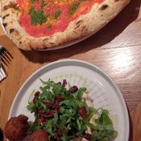 Plant based nduja arancini balls with spicy houmous and pizza bread for starters at Lido in Troon