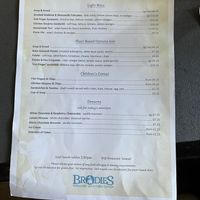 Menu (note the well labeled vegan/plant based options.  The menu also had additional vegetarian options in other sections)  at Brodies in Moffat