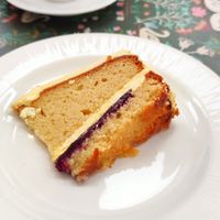 Vegan lemon and blueberry cake at The Village Rest in Luss