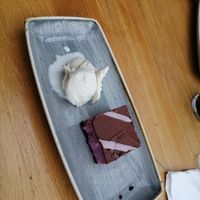 Cherry chocolate cheese cake with vanilla Ice cream at Tullie Inn in Balloch