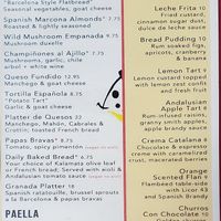 Vegetarian/vegan menu at Cafe Sevilla in Long Beach