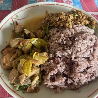 Rice with two side dishes   at Kao Man Kai Jay Vegan in Chiang Dao