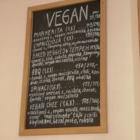 Vegan menu at La Pizza Berra in Liberec