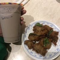 taro milk tea and fried chicken  at Tea Master in Fortitude Valley